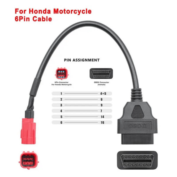 OBD 16-Pin to 6-Pin Cable – Honda Motorcycle Diagnostic Connector | Support Smart Diagnosis - Image 4