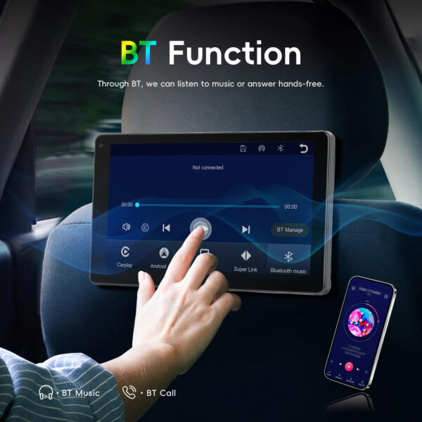 10.1" IPS Portable Car Headrest Tablet – Wireless CarPlay & Android Auto | Touchscreen Car Monitor | IOS & Android Compatible - Image 13