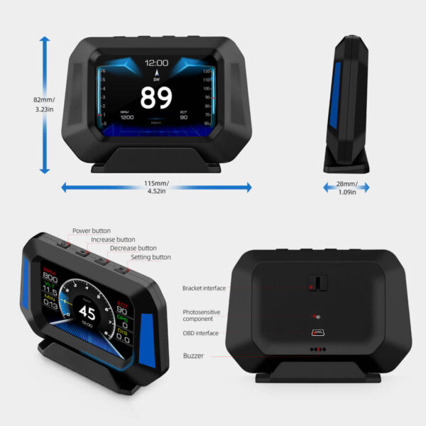 P21 OBD2 HUD Meter – Smart Car Display, GPS + OBD2 Gauge, Inclinometer, Speedometer, Roll Over Warning & Diagnostic Scanner - Perfect for 4x4 Enthusiasts - Image 21