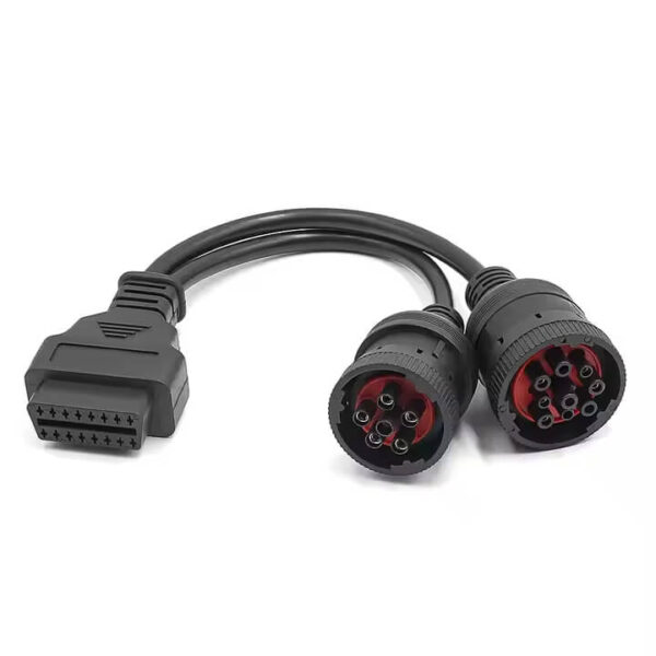 6+9-Pin (J1708 + J1939) Truck OBD Adapter Cable | Male to OBDII Female | Universal Diagnostic Connector - Image 2