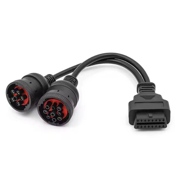6+9-Pin (J1708 + J1939) Truck OBD Adapter Cable | Male to OBDII Female | Universal Diagnostic Connector
