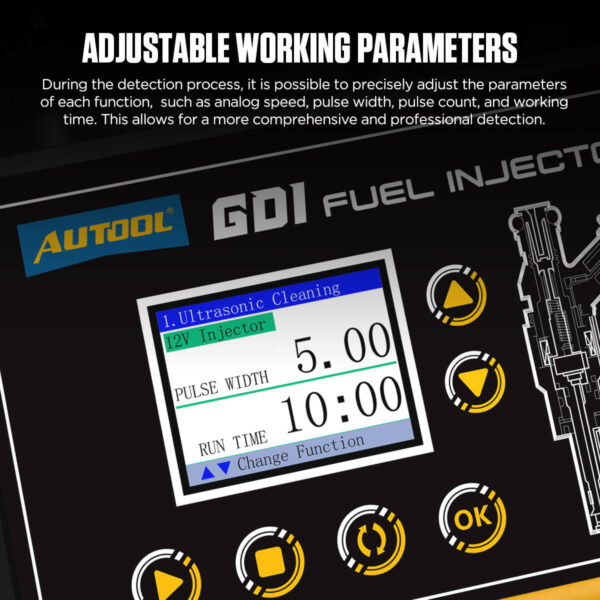 AUTOOL CT500 6-Cylinder Ultrasonic Fuel Injector Cleaner & Tester, GDI/EFI/FSI Compatible, 2000ml Tank, 70W, 12V/70V/120V - Image 6