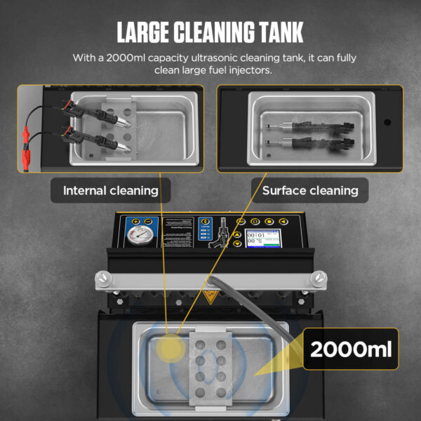 AUTOOL CT500 6-Cylinder Ultrasonic Fuel Injector Cleaner & Tester, GDI/EFI/FSI Compatible, 2000ml Tank, 70W, 12V/70V/120V - Image 10