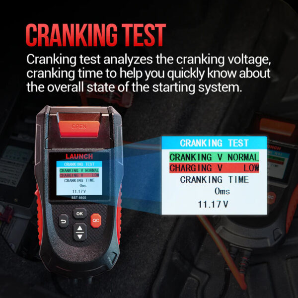 Launch BST-860S Battery Tester – Professional 12V/24V Automotive Battery Diagnostic Tool with Built-In Printer | 6 Battery Tests | Wide Vehicle Compatibility - Image 7