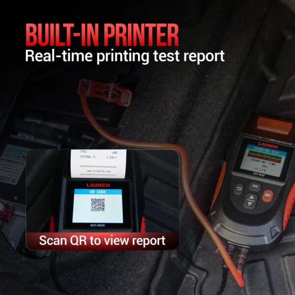 Launch BST-860S Battery Tester – Professional 12V/24V Automotive Battery Diagnostic Tool with Built-In Printer | 6 Battery Tests | Wide Vehicle Compatibility - Image 9