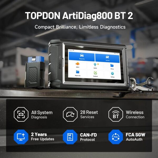 TOPDON ArtiDiag800 BT 2 OBD2 Scanner - 2025 V2.0 Scan Tool, All-System Automotive Diagnostic Scanner, 28+ Reset Services, FCA AutoAuth, CAN-FD, 2-Year Free Upgrade - Image 10