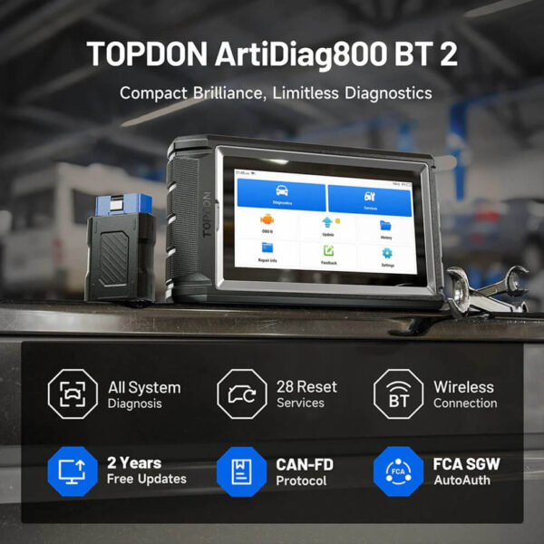 TOPDON ArtiDiag800 BT 2 OBD2 Scanner - 2025 V2.0 Scan Tool, All-System Automotive Diagnostic Scanner, 28+ Reset Services, FCA AutoAuth, CAN-FD, 2-Year Free Upgrade - Image 14