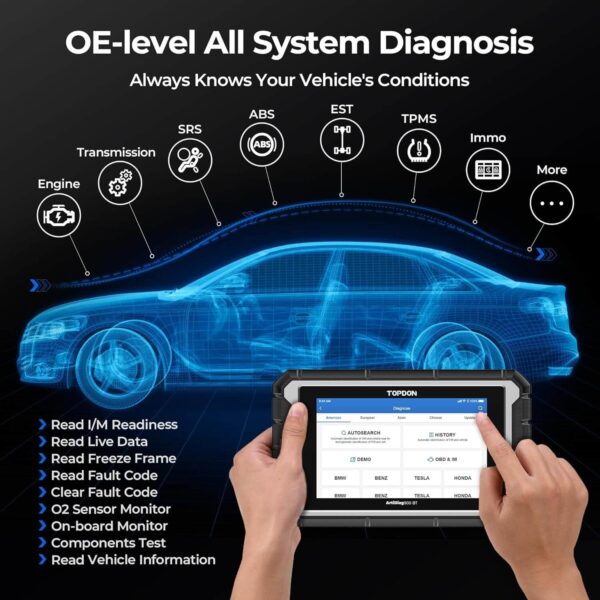 TOPDON ArtiDiag900 BT OBD2 Scanner – Advanced Bidirectional Scan Tool with ECU Coding, 28+ Maintenance Services, Full System Diagnostics for 130+ Car Brands, 2 Years Free Updates - Image 12