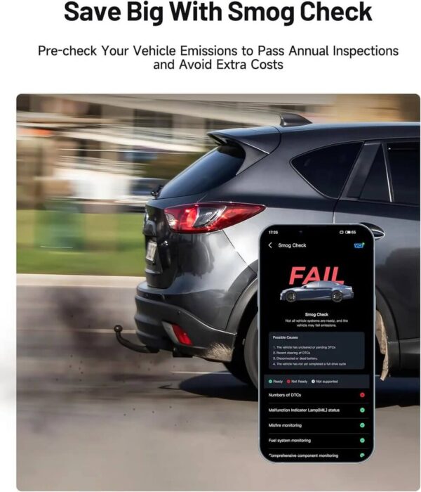 Topdon CarPal OBD2 Scanner Bluetooth – All System Diagnostic Tool for iOS & Android, Full Vehicle Health Check, Code Reader, 6 Maintenance Services, Battery Test, Smog Check, Performance Test - Image 14