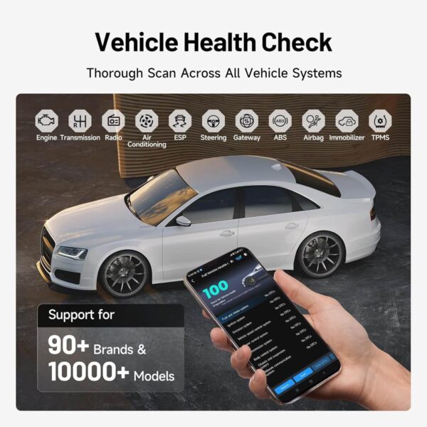 Topdon CarPal OBD2 Scanner Bluetooth – All System Diagnostic Tool for iOS & Android, Full Vehicle Health Check, Code Reader, 6 Maintenance Services, Battery Test, Smog Check, Performance Test - Image 10