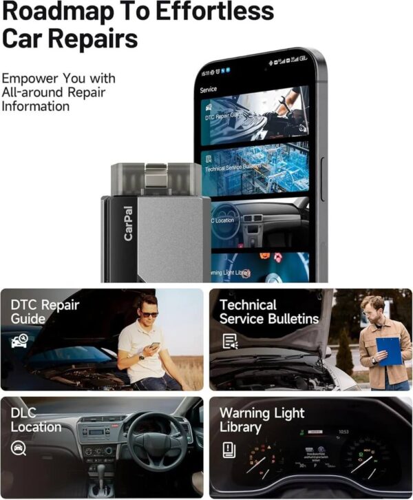 Topdon CarPal OBD2 Scanner Bluetooth – All System Diagnostic Tool for iOS & Android, Full Vehicle Health Check, Code Reader, 6 Maintenance Services, Battery Test, Smog Check, Performance Test - Image 12