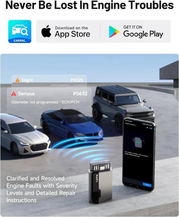 Topdon CarPal OBD2 Scanner Bluetooth – All System Diagnostic Tool for iOS & Android, Full Vehicle Health Check, Code Reader, 6 Maintenance Services, Battery Test, Smog Check, Performance Test - Image 13