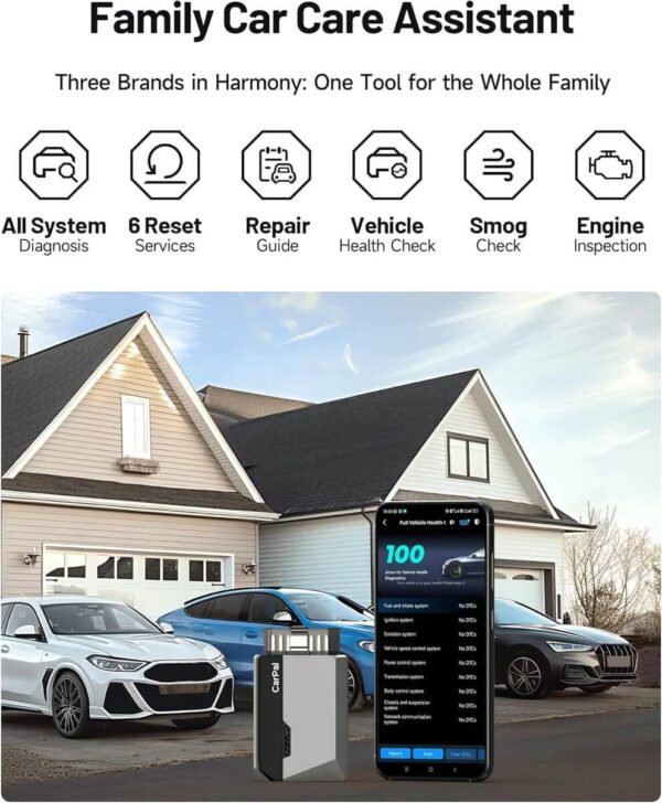 Topdon CarPal OBD2 Scanner Bluetooth – All System Diagnostic Tool for iOS & Android, Full Vehicle Health Check, Code Reader, 6 Maintenance Services, Battery Test, Smog Check, Performance Test - Image 8