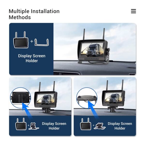 7” IPS Wireless Reverse Camera System with 1080P AHD Monitor | Solar Charging, Night Vision, Loop Recording, IP68 Waterproof, 50m Range | For Cars, Trailers, Vans, RVs (12V–36V) - Image 17