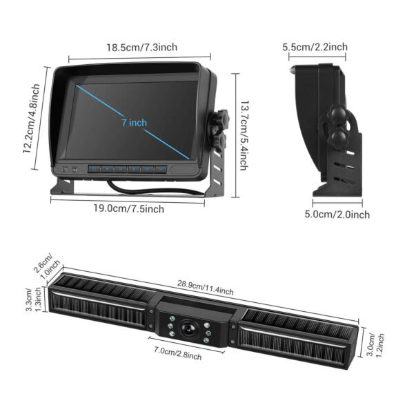 7” IPS Wireless Reverse Camera System with 1080P AHD Monitor | Solar Charging, Night Vision, Loop Recording, IP68 Waterproof, 50m Range | For Cars, Trailers, Vans, RVs (12V–36V) - Image 21