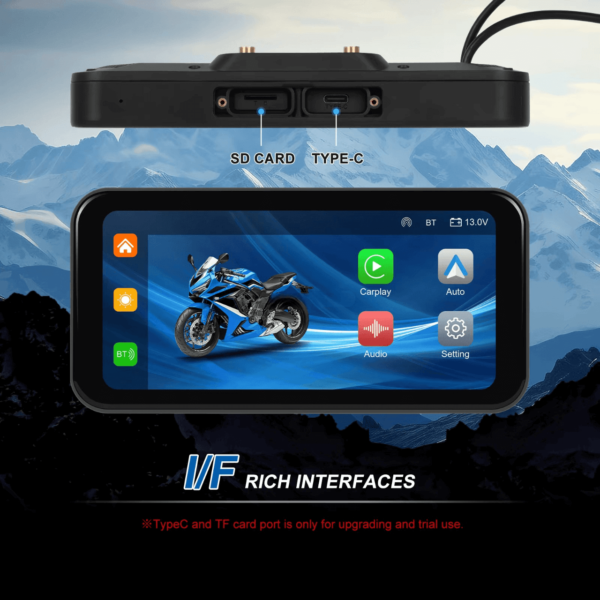 6.25" Portable Wireless Motorcycle DVR | CarPlay & Android Auto, GPS, Steering Wheel Control, IPS LCD Display, Dual Bluetooth Connectivity with Auto Brightness, IP67 - Image 12