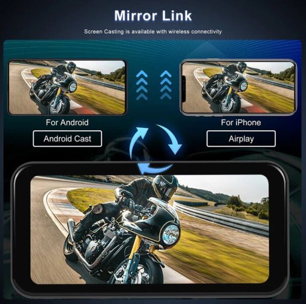 6.25" Portable Wireless Motorcycle DVR | CarPlay & Android Auto, GPS, Steering Wheel Control, IPS LCD Display, Dual Bluetooth Connectivity with Auto Brightness, IP67 - Image 15