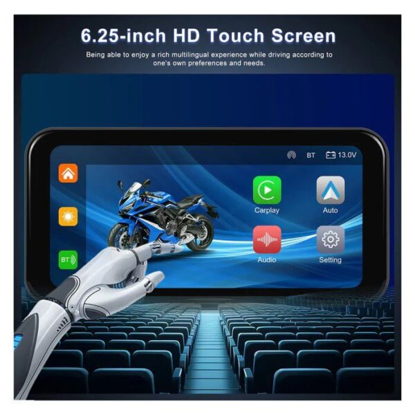 6.25" Portable Wireless Motorcycle DVR | CarPlay & Android Auto, GPS, Steering Wheel Control, IPS LCD Display, Dual Bluetooth Connectivity with Auto Brightness, IP67 - Image 18