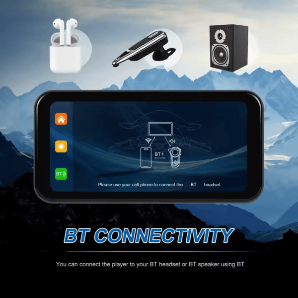 6.25" Portable Wireless Motorcycle DVR | CarPlay & Android Auto, GPS, Steering Wheel Control, IPS LCD Display, Dual Bluetooth Connectivity with Auto Brightness, IP67 - Image 5