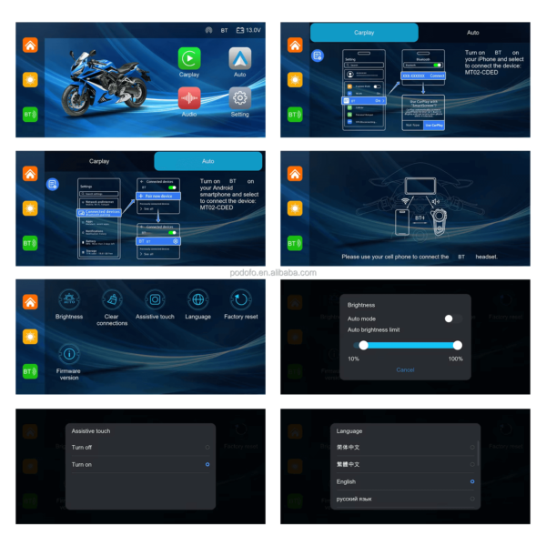 6.25" Portable Wireless Motorcycle DVR | CarPlay & Android Auto, GPS, Steering Wheel Control, IPS LCD Display, Dual Bluetooth Connectivity with Auto Brightness, IP67 - Image 13