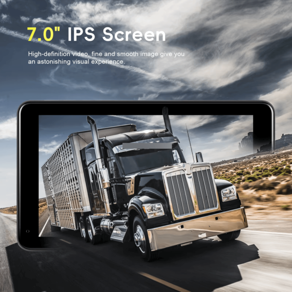 7" Digital Car Monitor with 2 Wireless Solar Reverse Cameras, BSD, IPS Screen, DVR, IP68 Waterproof, Up to 50M Range – For Truck & Bus - Image 24