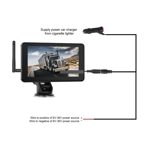 7" Digital Car Monitor with 2 Wireless Solar Reverse Cameras, BSD, IPS Screen, DVR, IP68 Waterproof, Up to 50M Range – For Truck & Bus - Image 31