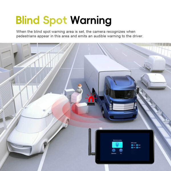 7" Digital Car Monitor with 2 Wireless Solar Reverse Cameras, BSD, IPS Screen, DVR, IP68 Waterproof, Up to 50M Range – For Truck & Bus - Image 13
