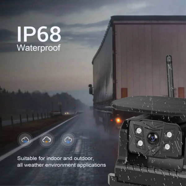 7" Digital Car Monitor with 2 Wireless Solar Reverse Cameras, BSD, IPS Screen, DVR, IP68 Waterproof, Up to 50M Range – For Truck & Bus - Image 25