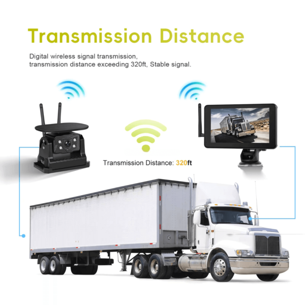 7" Digital Car Monitor with 2 Wireless Solar Reverse Cameras, BSD, IPS Screen, DVR, IP68 Waterproof, Up to 50M Range – For Truck & Bus - Image 23