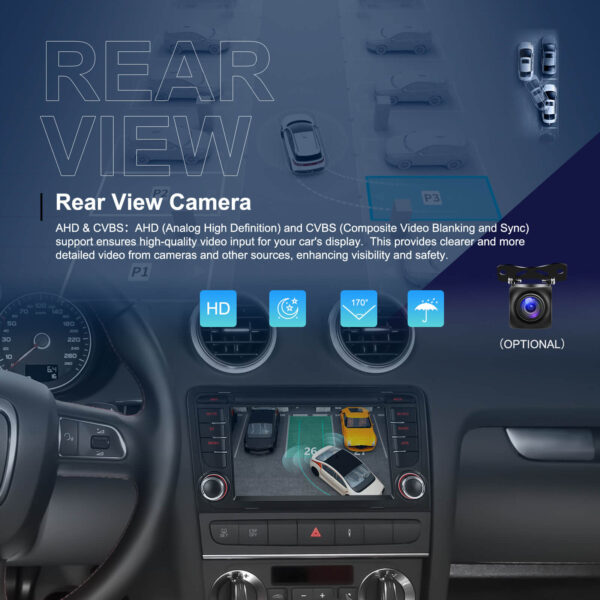 7-Inch 2-Din CarPlay(iOS)/Android Auto Infotainment System for Audi A3/S3/RS3 (2003–2012) with GPS, WiFi, Touchscreen, and Reversing Camera Support - Image 20