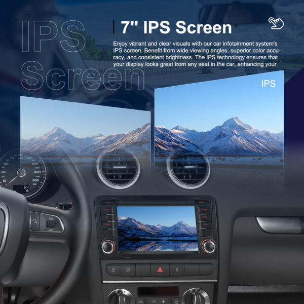 7-Inch 2-Din CarPlay(iOS)/Android Auto Infotainment System for Audi A3/S3/RS3 (2003–2012) with GPS, WiFi, Touchscreen, and Reversing Camera Support - Image 26