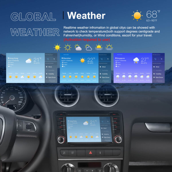 7-Inch 2-Din CarPlay(iOS)/Android Auto Infotainment System for Audi A3/S3/RS3 (2003–2012) with GPS, WiFi, Touchscreen, and Reversing Camera Support - Image 29