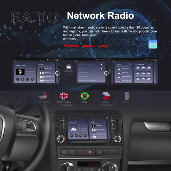 7-Inch 2-Din CarPlay(iOS)/Android Auto Infotainment System for Audi A3/S3/RS3 (2003–2012) with GPS, WiFi, Touchscreen, and Reversing Camera Support - Image 30