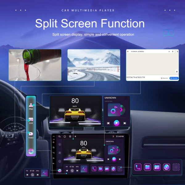 9" 2-DIN CarPlay(iOS)/Android Auto Infotainment System with GPS, 4G WiFi, HD Touchscreen, DSP & 360° Camera Support - Image 11