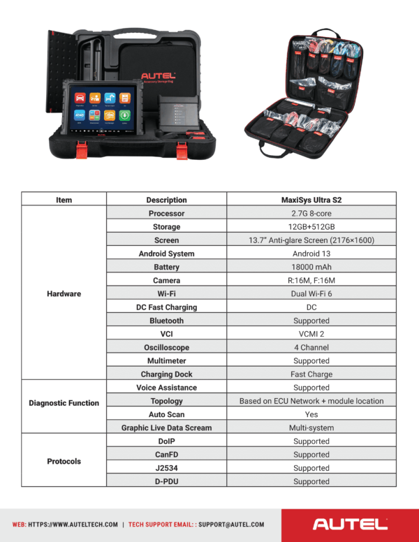 Autel MaxiSys Ultra S2 Automotive Diagnostic Scanner  – 13.7" Tablet with VCMI2, ECU Programming, Topology 3.0, AI Inspection, 48+ Services, and OE-Level Coverage (2025 Model) - Image 15